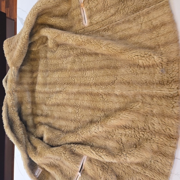 Faux Fur Shearling Hooded Coat Womens Size Large Brown Cream - Picture 9 of 15